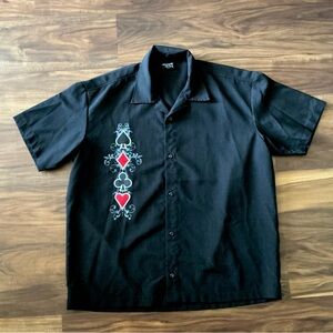 Steady Last Call Brand Short Sleeve Button up Shirt | Card Suits | Poker/Casino